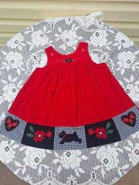 Vintage Red Velvet Toddler Dress — 18 Months